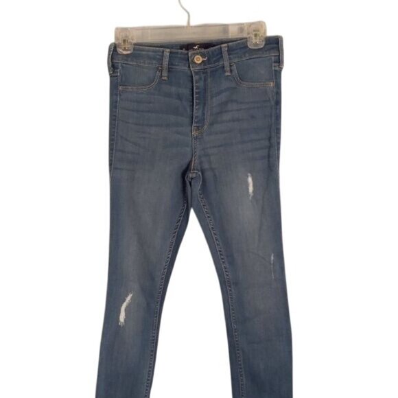 Hollister Size 7L W28 L30 Jean Leggings Womens High-Rise Blue Denim Stretch - Picture 2 of 9